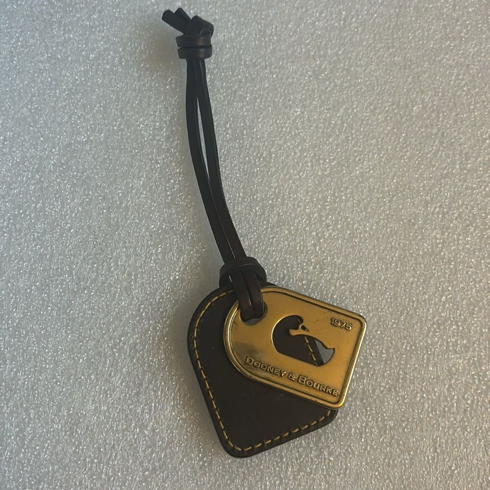 Dooney & Bourke Duck Logo Brown Leather and Brass Hanging Tag For Handbags - Picture 2 of 7